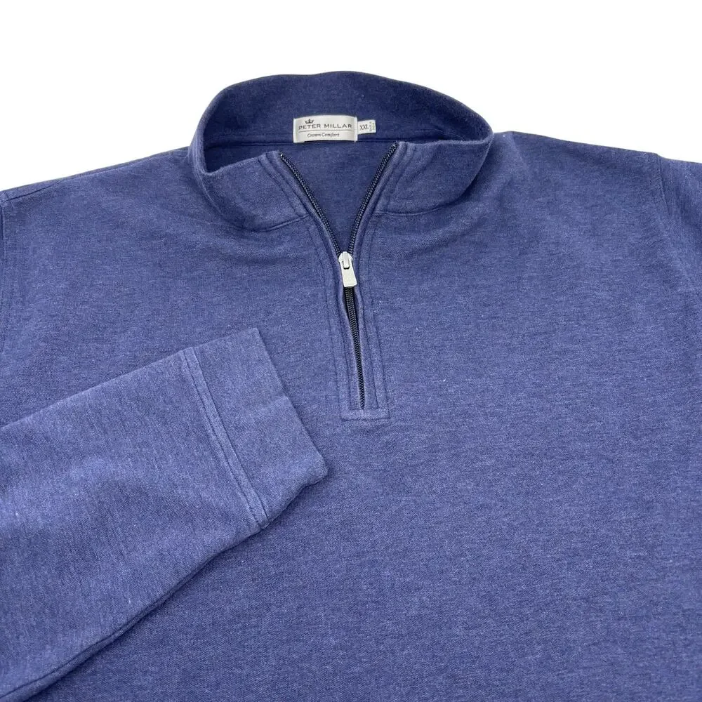 Peter Millar Crown Crafted‎ Mens 2XL Blue 1/4 Zip Long Sleeve Pullover Sweater